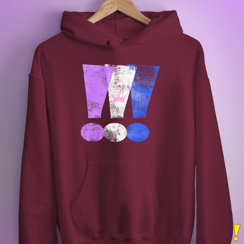 Drag Pride Grunge Exclamation Points Hoodie - Maroon